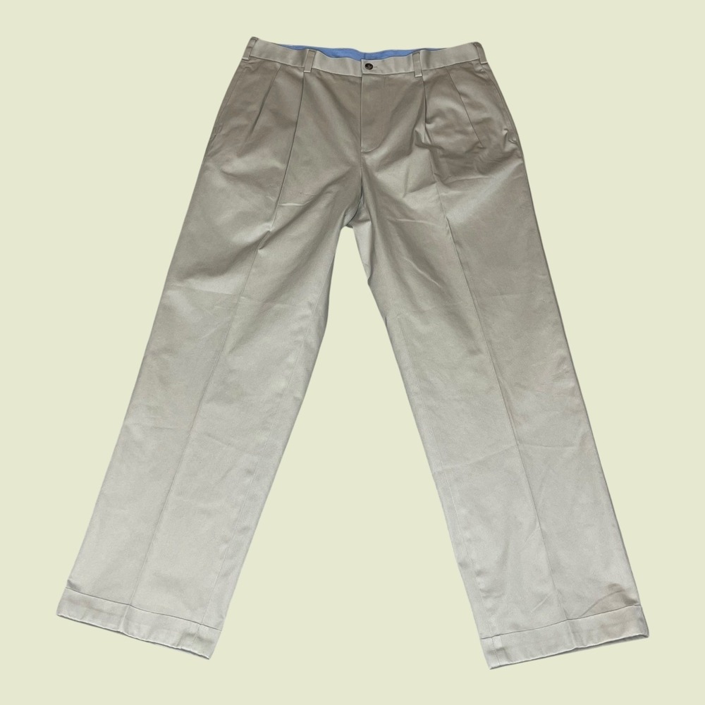 Brooks Brothers 346 Elliot Lightweight Advantage Chino Tan‎ Khaki Pleated 35x32